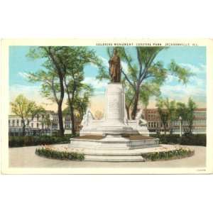   Postcard   Soldiers Monument   Central Park   Jacksonville Illinois