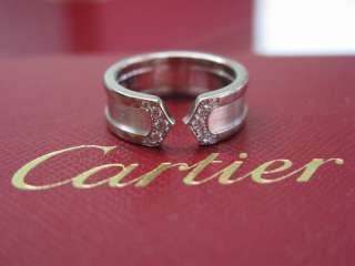CARTIER 18KT DOUBLE C DIAMOND WEDDING BAND RING WG  