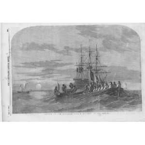    French Funeral At Sea Baltic 1855 Old Print