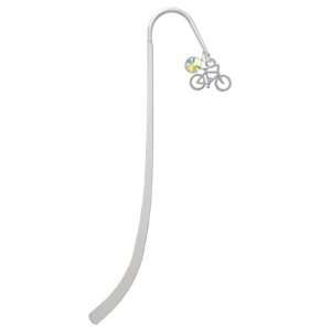  Small Bicycle Silver Plated Charm Bookmark with AB Crystal 