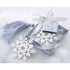  Snowflake Bookmark with Silver Finish and Elegant Ice Blue 