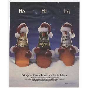  1985 Michelob Beer Santa Bottles Holiday Print Ad (9195 