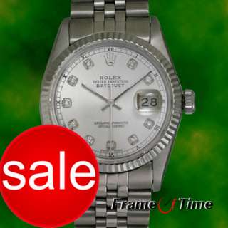 Rolex Mens Diamond SS Stainless Steel Jubilee Silver Face Datejust 
