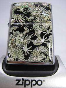 Zippo Mother of Pearl Dragon Lighter New Wooden Box  