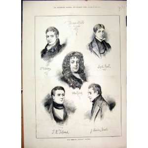   1879 Portrait Dramatists Knowles Talford Hunt Dibdin