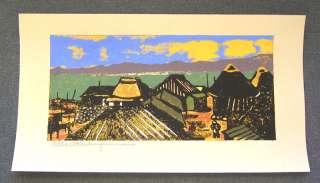 TADASHI NAKAYAMA Japanese Woodblock Print SEA VILLAGE  