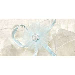 Embroidered Wedding Garters with Rice Pearl Accents Ivory 
