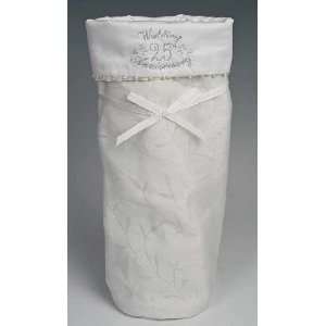  White Lace with Pearl Trim Wedding 25th Anniversary Wine 