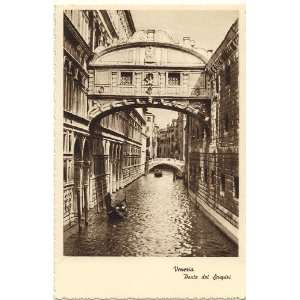   1940s Vintage Postcard Bridge of Sighs   Venice Italy 