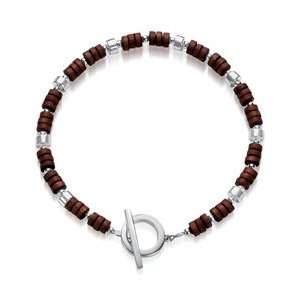  Wood Silver Bead T bar 21 cm Bracelet Jewelry