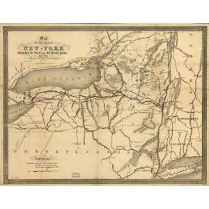  1855 Railroad Map of state of New York