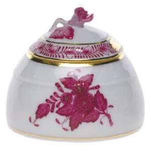  Herend Chinese Bouquet Raspberry Honey Pot w/ Rose 