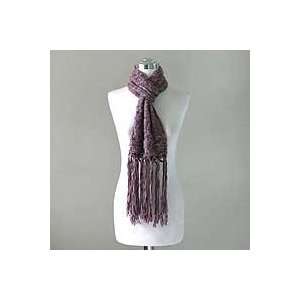 NOVICA 100% alpaca wool scarf, Violet Mosaic