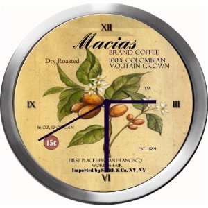  MACIAS 14 Inch Coffee Metal Clock Quartz Movement Kitchen 