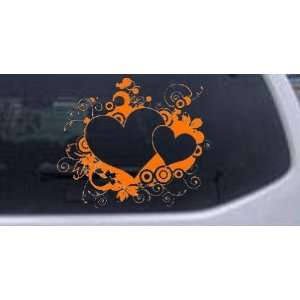 Hearts With Swirls Car Window Wall Laptop Decal Sticker    Orange 22in 
