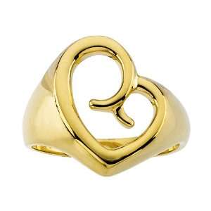   14K Yellow Gold 13 MM Mothers Love Heart Ring Katarina Jewelry