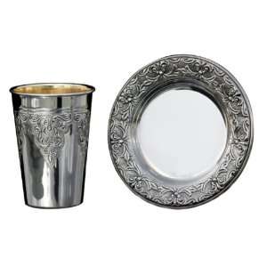   Kiddush Cup with Saucer and Triangle Grape Bundles