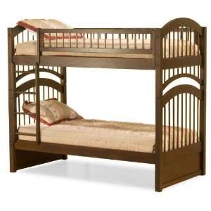  Twin Size Bunk Bed Windsor Style Antique Walnut Finish 
