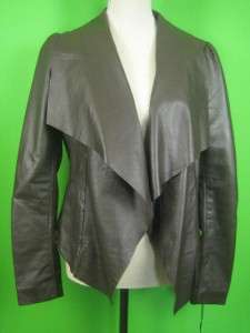 BOD & CHRISTENSEN Supple Brown Leather NEW Drape Front Lined Jacket M 