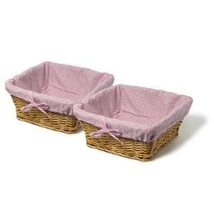  Burlington Baby Large Willow Basket Set in Honey with Pink 