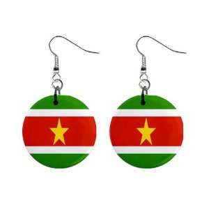  Suriname Flag Button Earrings 