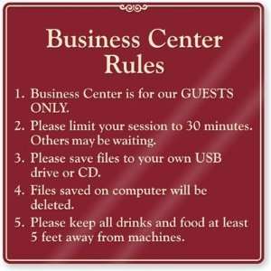  Business Center Rules ShowCase Sign, 12 x 12 Office 