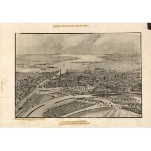  Historic Panoramic Map View of the city of Providence as 