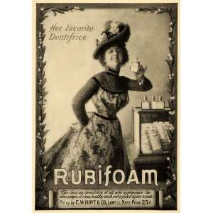  1900 Ad Fashion Hat Dress Rubifoam Dentifrice E W Hoyt 