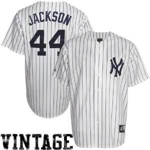   Jackson New York Yankees White Navy Blue Cooperstown Throwback Jersey
