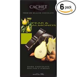 Cachet Dark Chocolate with Pear & Almonds, 3.5 Ounce Bars (Pack of 6)