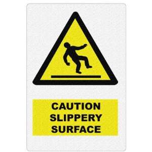 FloorSignage Concrete Graphic Hazard Warning Sign, Caution Slippery 