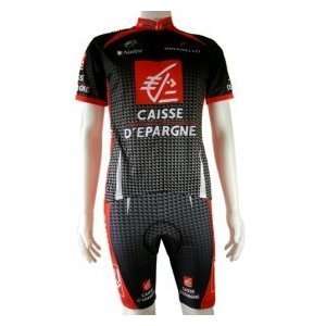  Caisse Depargne Team Red Short Sleeves Cycling Jersey Set 