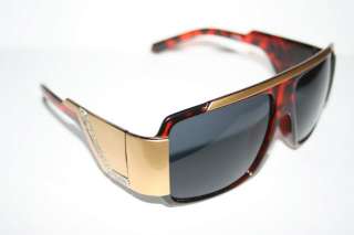   Sunglasses Super Shades Brown Gold Frame 80s Retro Flattop Stunna New