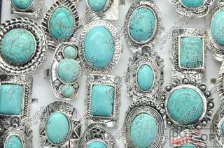 Wholesale lot bulk25 Turquoise stone Tibet silver Rings  