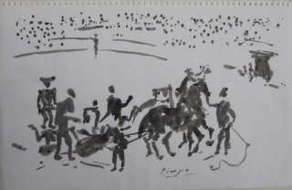 ORIGINAL, VERY SPECIAL BULLFIGHT DRAWING, SIGNED PICASSO   