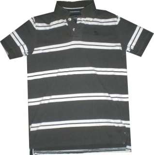 Abercrombie and Fitch Gray and White Stripped Polo (KIDS XL)  