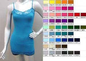 Basic Strach Lace Trimmed Layering Spaghetti Camisole Tank Top w 