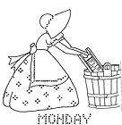 Hand Embroidery PATTERN 7286 Days of the Week for Kitchen Towel 1960s 