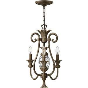   Chandelier With 3 Candle Lights in Pearl Bronze.