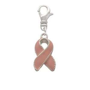  Pink Ribbon with Stitching Clip On Charm Arts, Crafts 