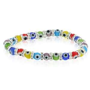   Evil Eye Multicolor Beads CZ Stretchable Bracelet TrendToGo Jewelry