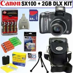  Canon PowerShot SX100IS 8MP Digital Camera (Black) + 2GB 