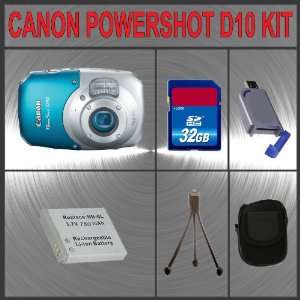  Canon PowerShot D10 Digital Camera + Huge Accessories 