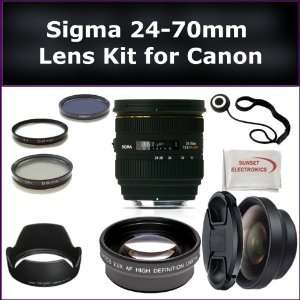  Sigma 24 70mm f/2.8 IF EX DG HSM Autofocus Lens Kit for Canon 