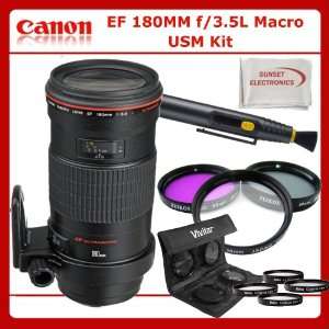  Canon EF 180mm f/3.5L MACRO USM Lens Kit Includes Canon 