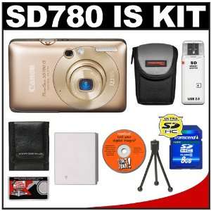  Canon PowerShot SD780 IS Digital ELPH Camera (Gold) + 8GB 