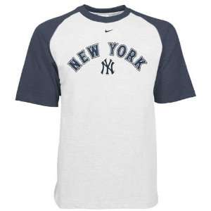  Nike New York Yankees White Straight Back Raglan T shirt 