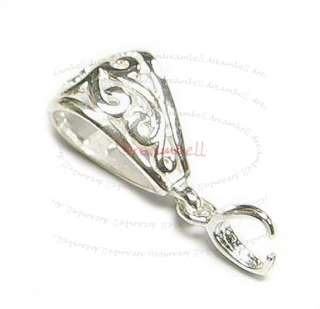 Sterling Silver Filigree Flower Slide Bail Clasp Pendant Connector s 