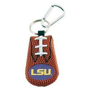 LSU Tigers Keychain   Classic Football Pigskin Leather Carabiner Clip 