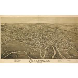 Historic Panoramic Map Carbondale, Pennsylvania, 1890. Drawn by T. M 